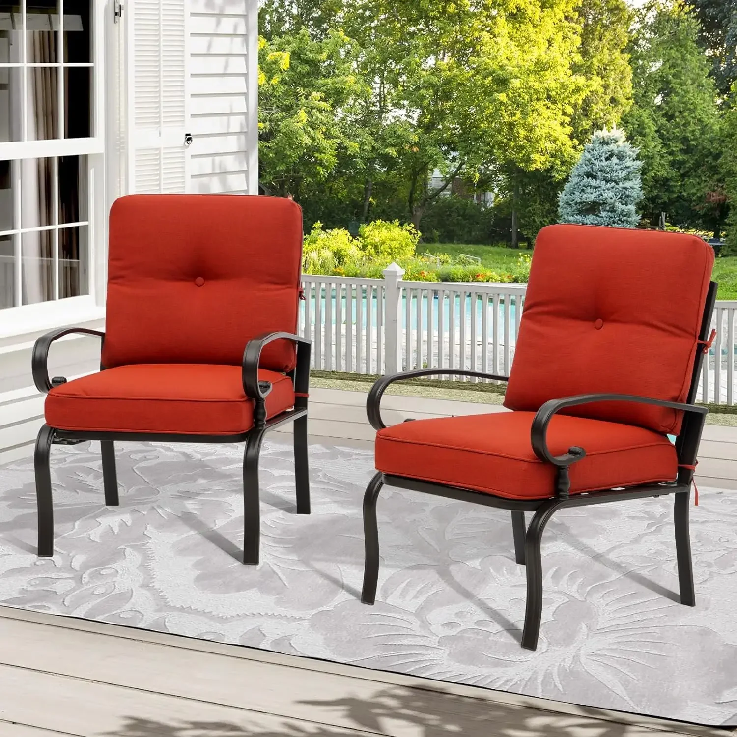 Outdoor Furniture Metal Chairs - Kırmızı Dış Mekan Metal Bistro Sandalyeleri